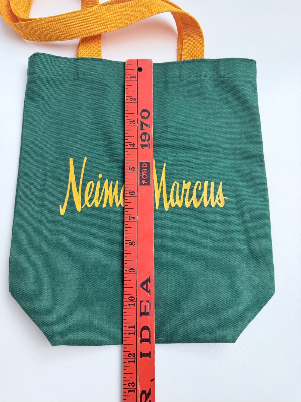 Neiman Marcus Department Store Branded Logo Small Tote Bag Green and Yellow - Picture 10 of 13